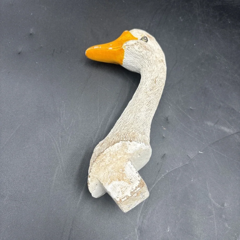 Vintage White Ceramic Duck Goose Wall Hook Towel Coat Hanger Farmhouse